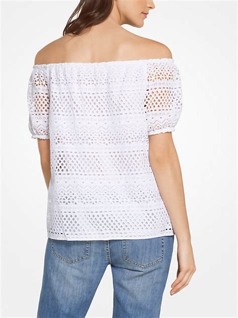 michael michael kors eyelet cotton off the shoulder top|Michael michael kors eyelet top + FREE SHIPPING .